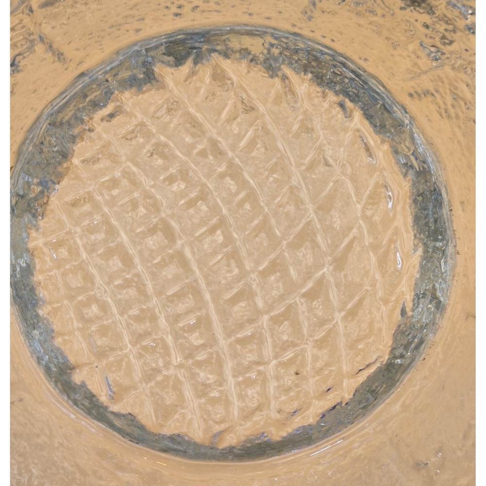 Crystal Clear Bowl Blenko Sunflower Design Aqua Vintage - Picture 6 of 16